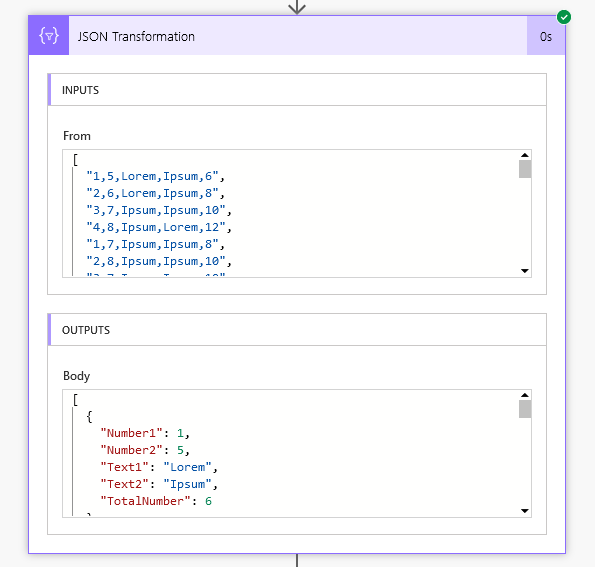 Example JSON output